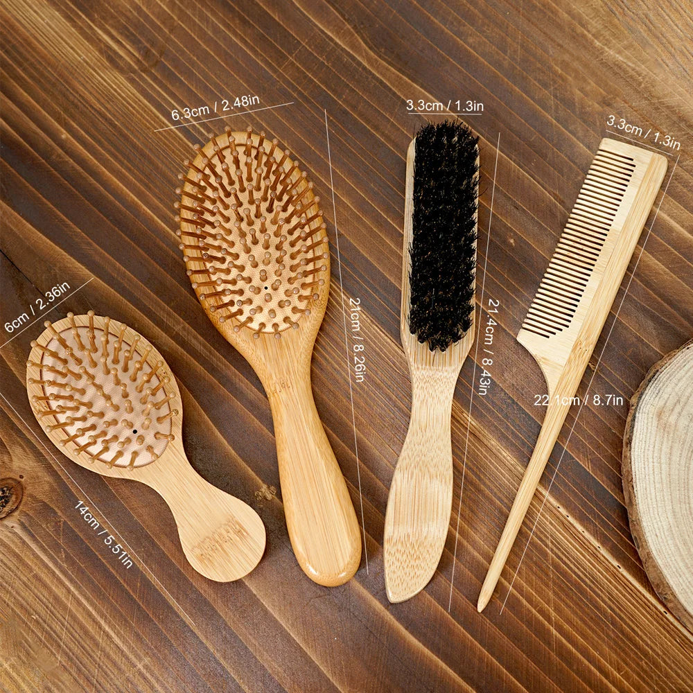 Professional Hair Brush & Wooden Comb – Boar Bristle & Bamboo Hair Brush & Comb Oasis Select