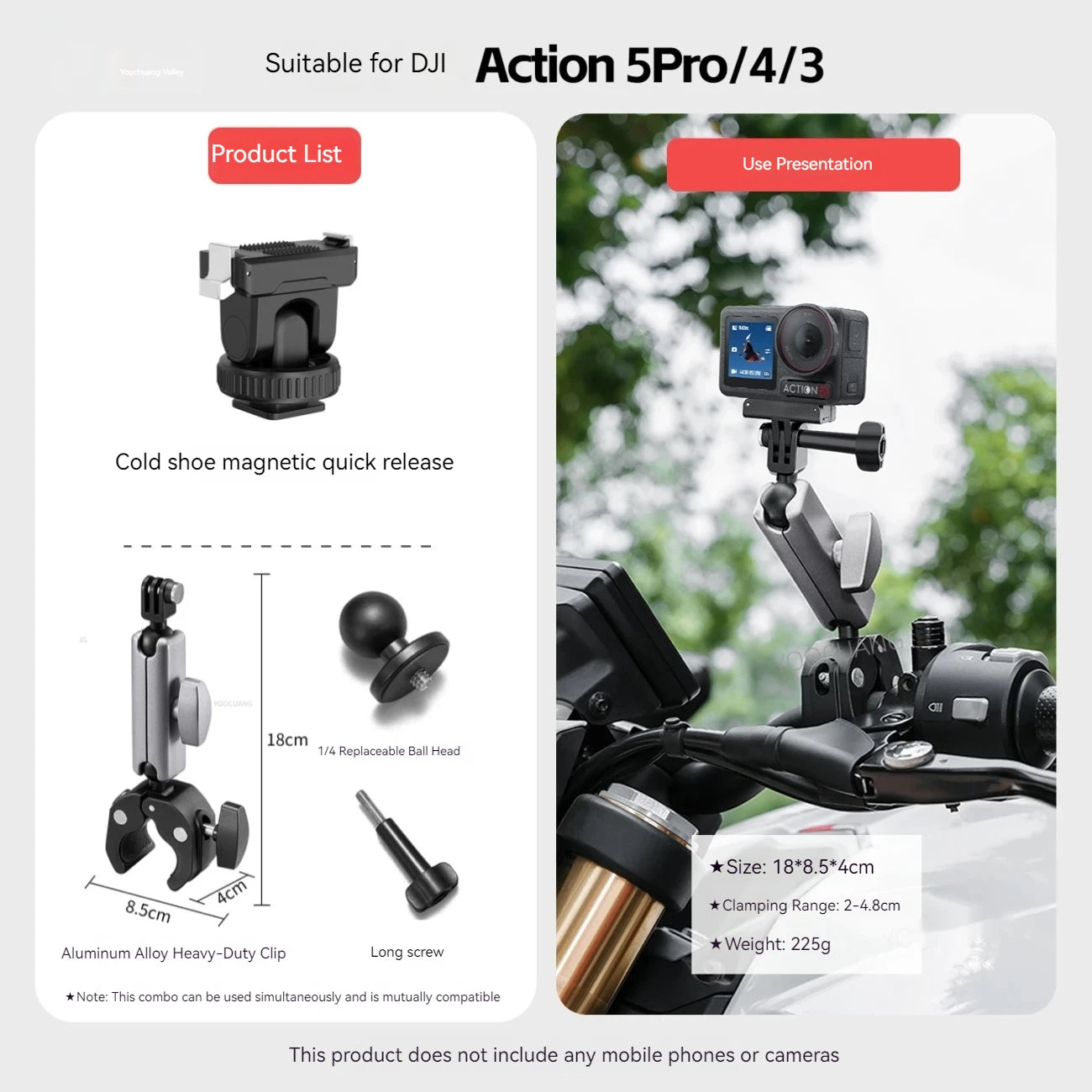 DJI Osmo Action 3/4/5 Pro Magnetic Quick Release Mount Adapter