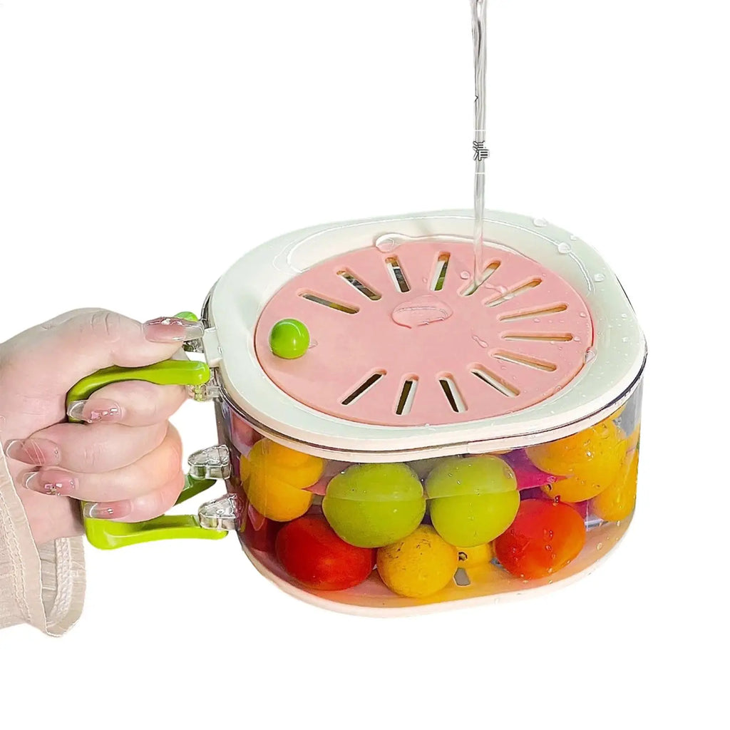 Fruit Washing Bowl Drain Basket Fruit Drainer Container with Foldable Handle Food Strainer Thickened Fruit Plate Strainer Bowl Oasis Select
