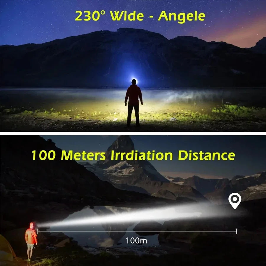 COB LED Headlamp Induction Head Lamp Built-in Battery USB Rechargeable Head Flashlight Outdoor Camping Fishing Sensor Headlight Oasis Select