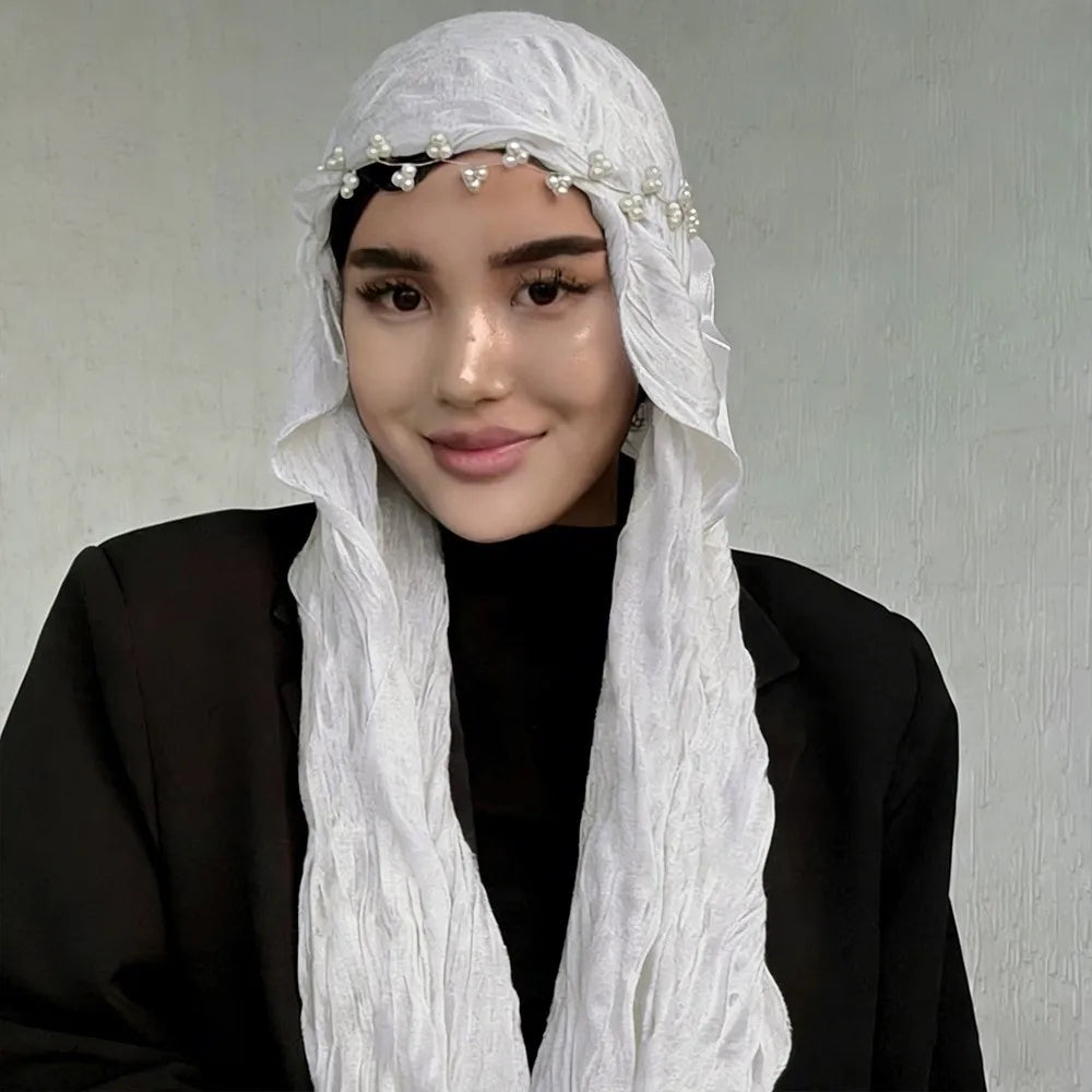High Qulaity Solid Color Silk Scarf Shining Ruffled Edge Sunscreen shawl Soft Long Chiffon Hijab Veil Outdoor Oasis Select 16