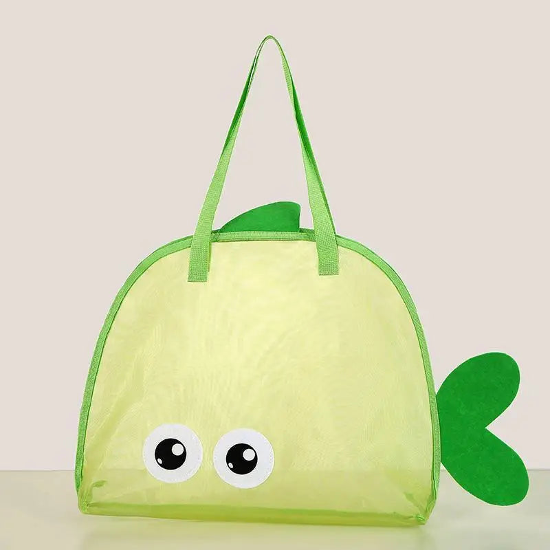 Cute Cartoon Large Capacity Storage Bag Foldable Breathable Mesh Sand Digging Toy Organizer Pouch For Travel Outdoor Sports Oasis Select A3
