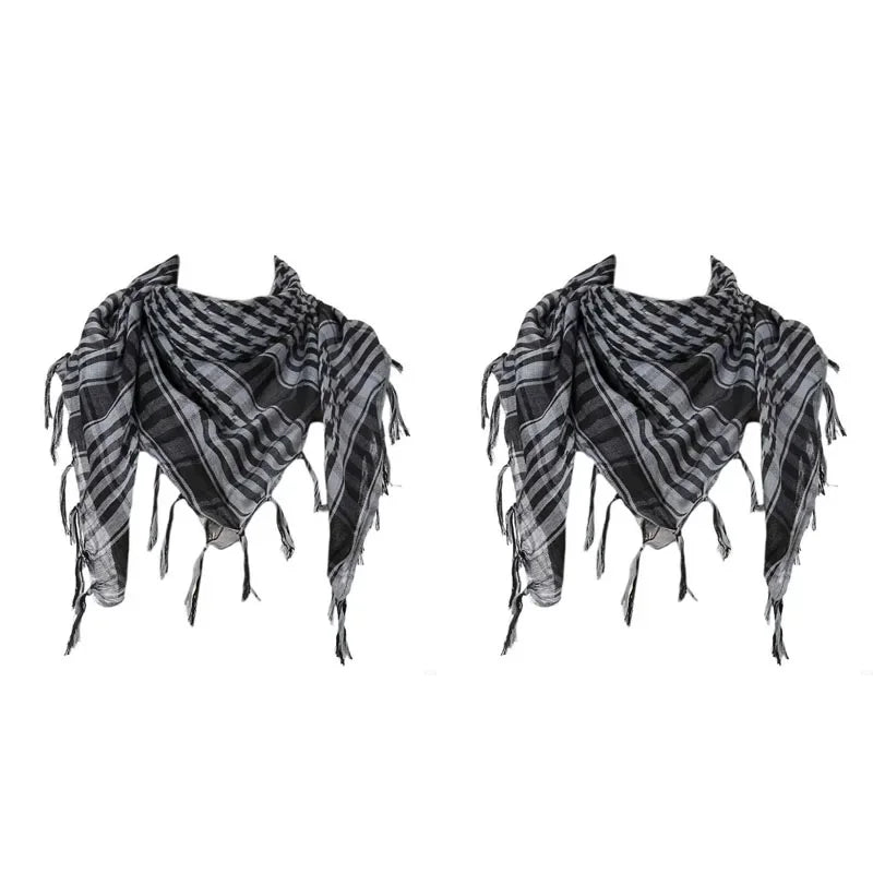 1/2/3Pcs Keffiyeh Tactical Desert Scarf Wrap Shemagh Head Neck Arab Scarf Keffiyeh Scarf Wrap For Men And Women Oasis Select 2pcs-Grey