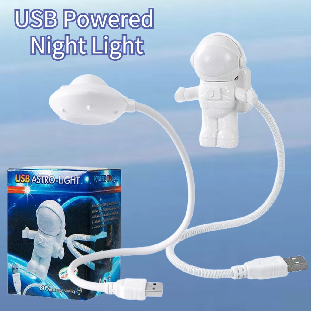 2pcs Astronaut USB Night Light Voice Control Mini LED USB Plug Eyes Protection LED Sound Sensor Bedroom Reading Desk Lamp Gift Oasis Select