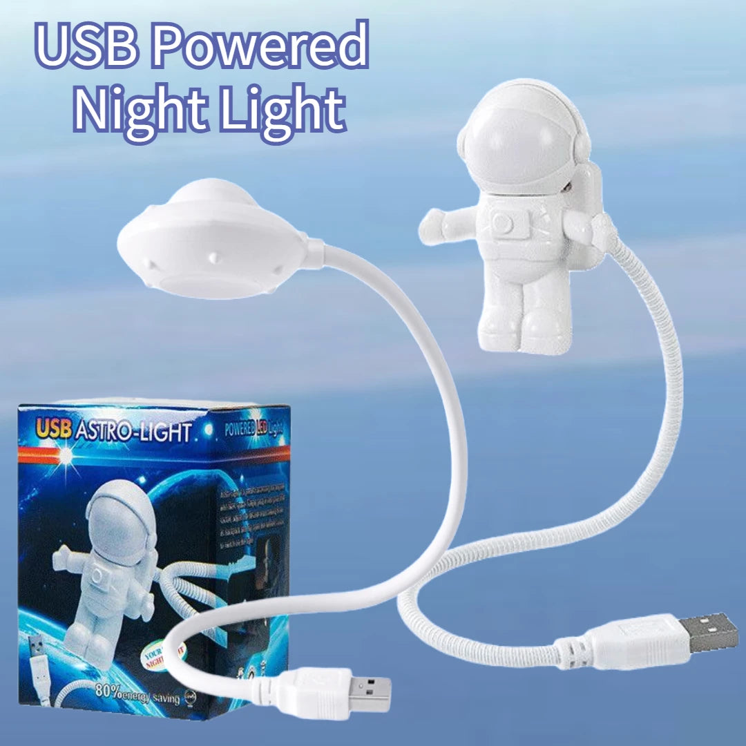 2pcs Astronaut USB Night Light Voice Control Mini LED USB Plug Eyes Protection LED Sound Sensor Bedroom Reading Desk Lamp Gift Oasis Select