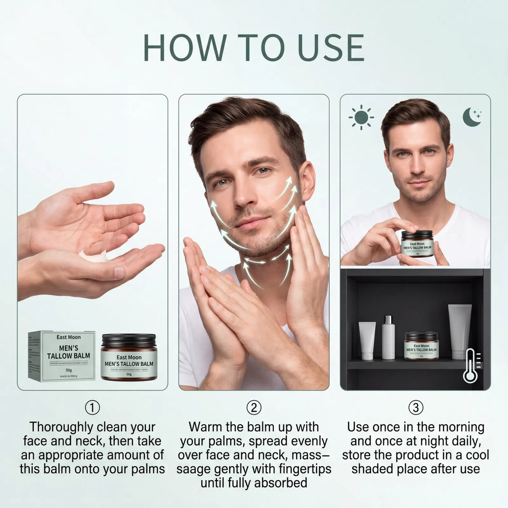 Men’s Tallow Balm Moisturizing Face Cream Non Greasy Soothing Brighten Daily Skin Care Post Shave Lightweight Fast Absorbing Oasis Select