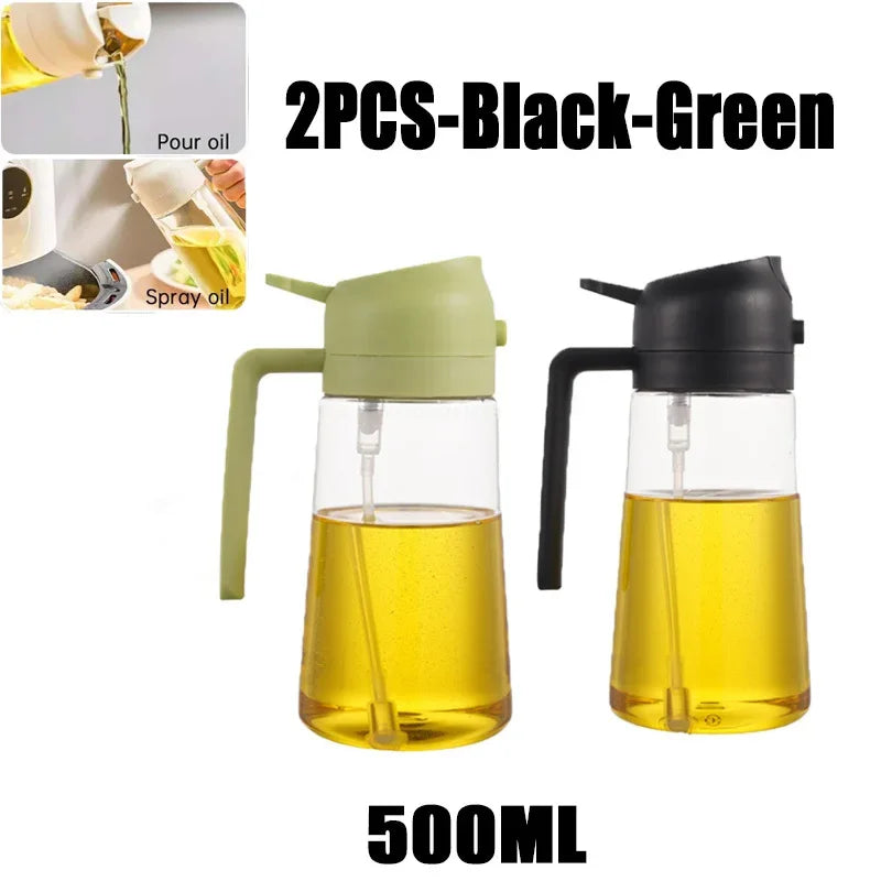 2in1 Oil Sprayer Plastic Bottle for Cooking Anti-leakage Olive Oil Storage Bottle for BBQ Air Fryer Steak Salad Kitchen Supplies Oasis Select 2PCS-mix2