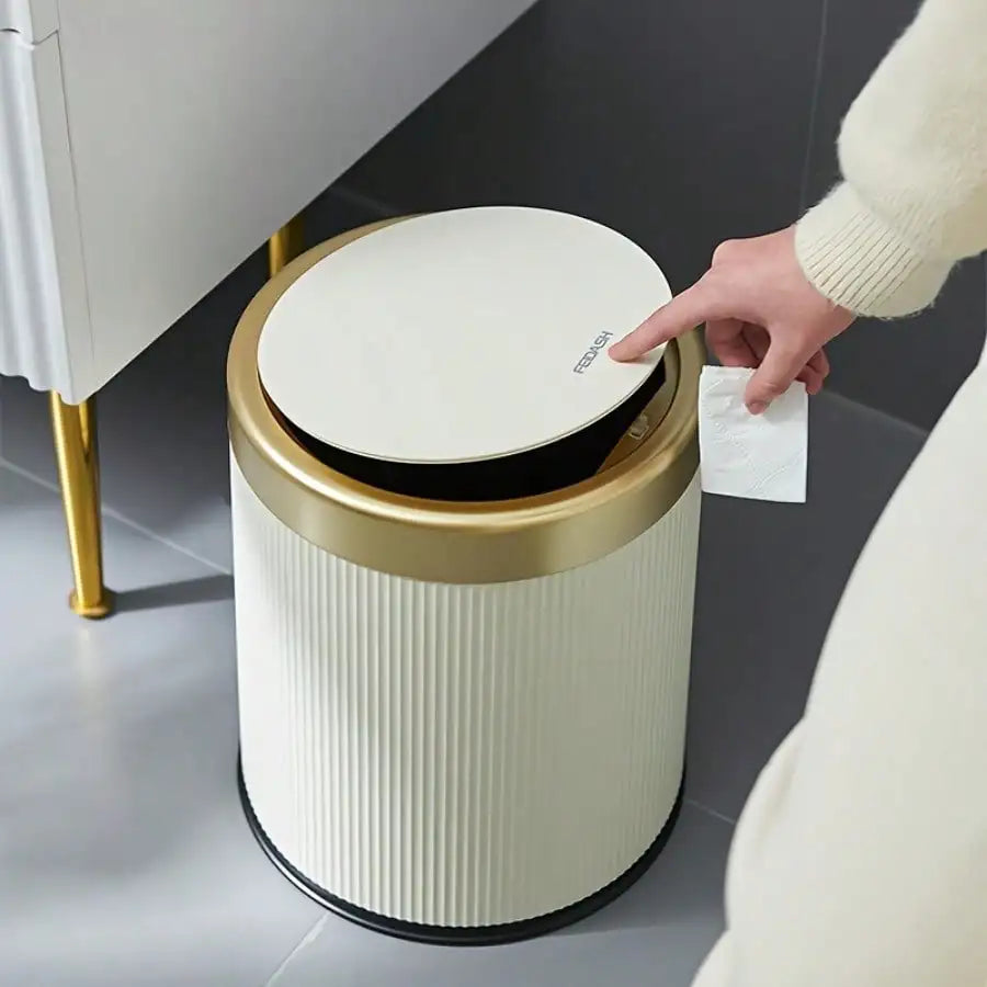 Fashionable Circular Wastebasket Durable Plastic Recycle Bin Large Capacity Double Double-layer Kitchen Garbage Cube Trash Can Oasis Select