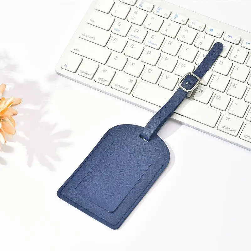 PU Leather Luggage Tag – Name ID Address Holder for Travel