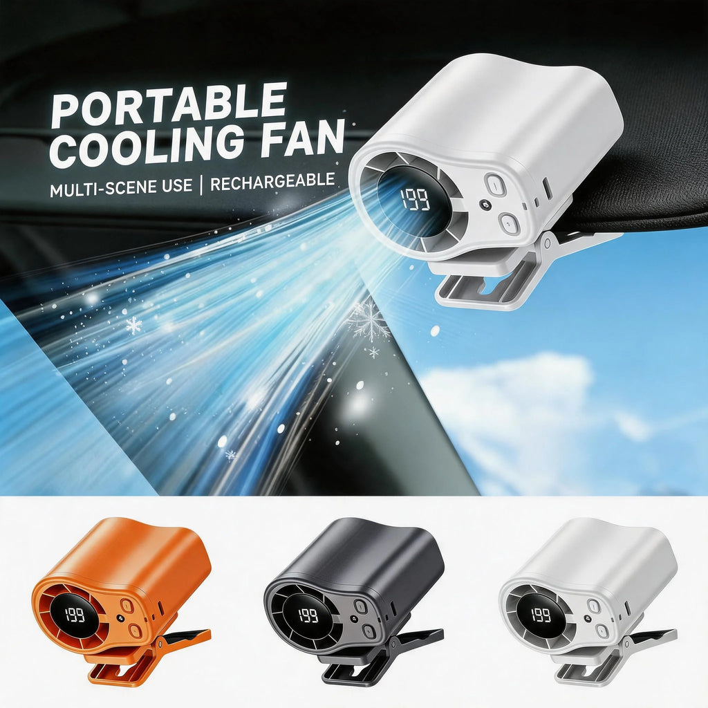 Clip on Semiconductor Cooling Car Fan USB Rechargeable Portable Desk Fan LED Display 360 Rotation Quiet Long Battery for Camping Oasis Select