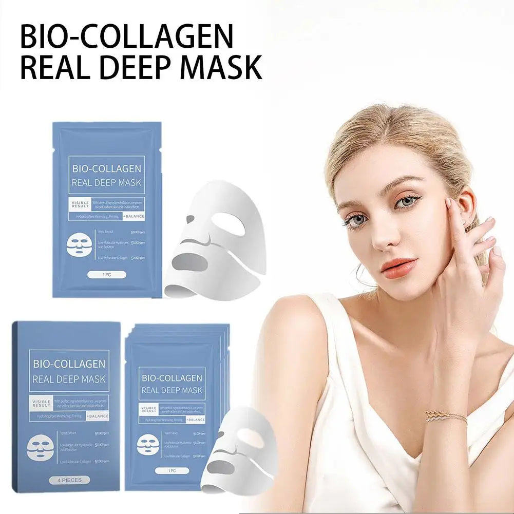 1PC /4PCs Collagen Facial Mask Moisturizing Anti Wrinkle Fine Lines Brightening Firming Hydrating Mask Wrap Face Shrinking Pore Oasis Select
