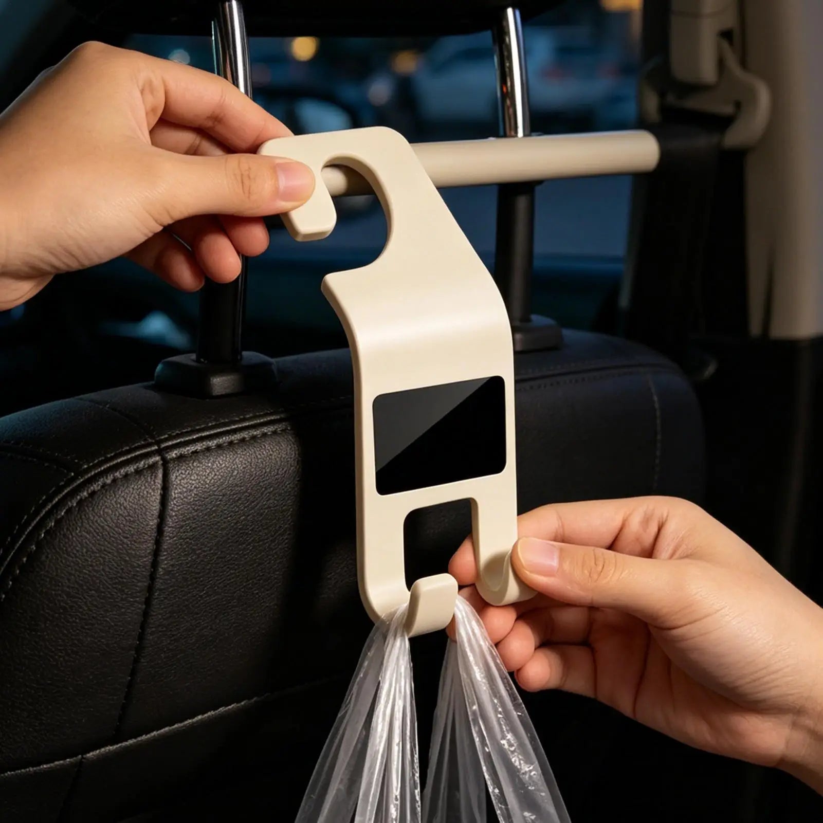 Headrest Hooks Universal Car Seat Back Hook Headrest Hanger Car Bag Pouch Clothes Hanging Hooks Fastener Clip Interior Storage Oasis Select