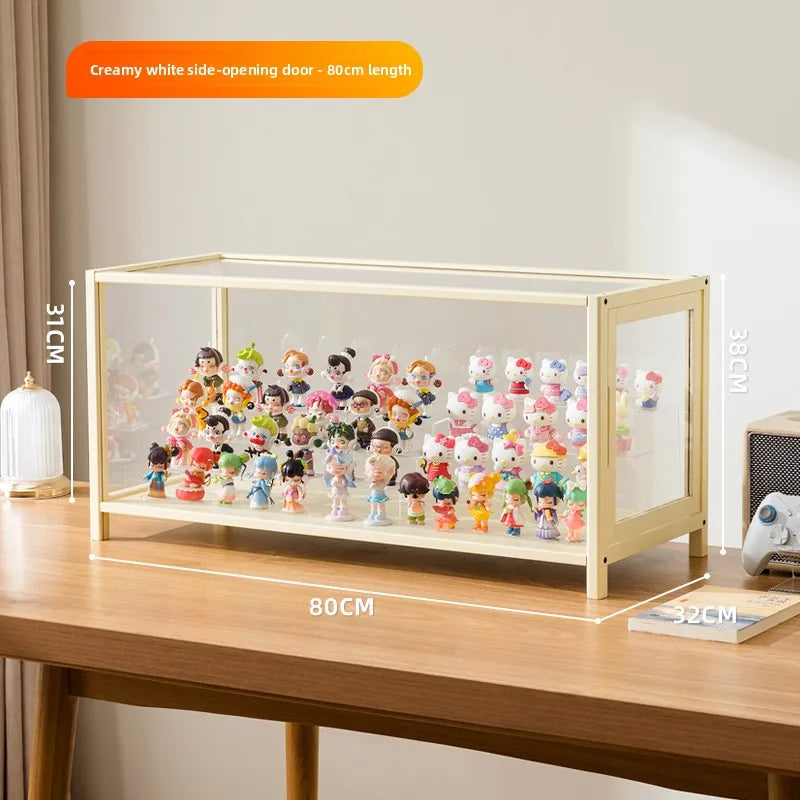 Figure Cabinet Wine Cabinet Toy Storage Rack Display Cabinet Household Sub-dustproof Transparent Cabinet Lego Display Cabinet Oasis Select Milky white layer 80