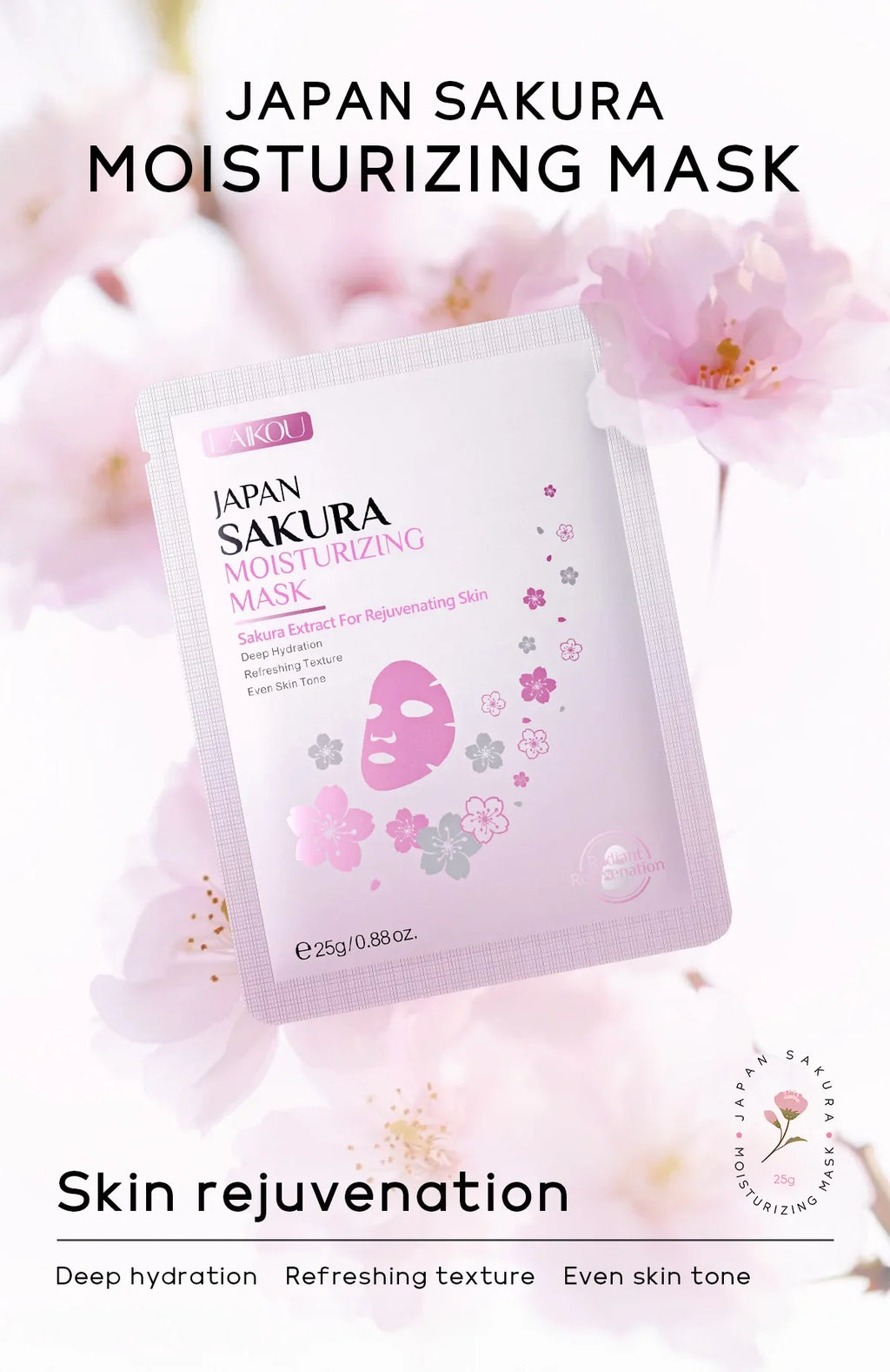 Laikou Sakura Hydrating Facial Mask Sheet Masks for Face Hydrating Shrinking Pores Moisturizing Face Masks Skin Care Cosmetics Oasis Select