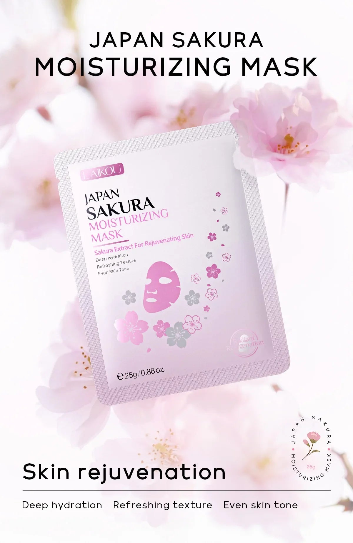 Laikou Sakura Hydrating Facial Mask Sheet Masks for Face Hydrating Shrinking Pores Moisturizing Face Masks Skin Care Cosmetics Oasis Select