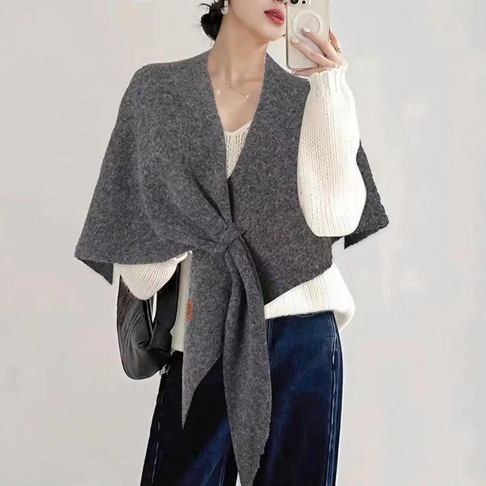 Women's Knitted Triangle Scarf – Soft Wool Blend Shawl Wrap