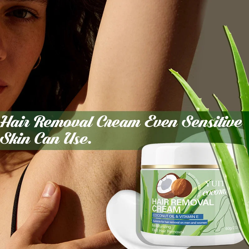 YUITIKUE Hair Removal Cream – Coconut Oil, Sensitive Skin