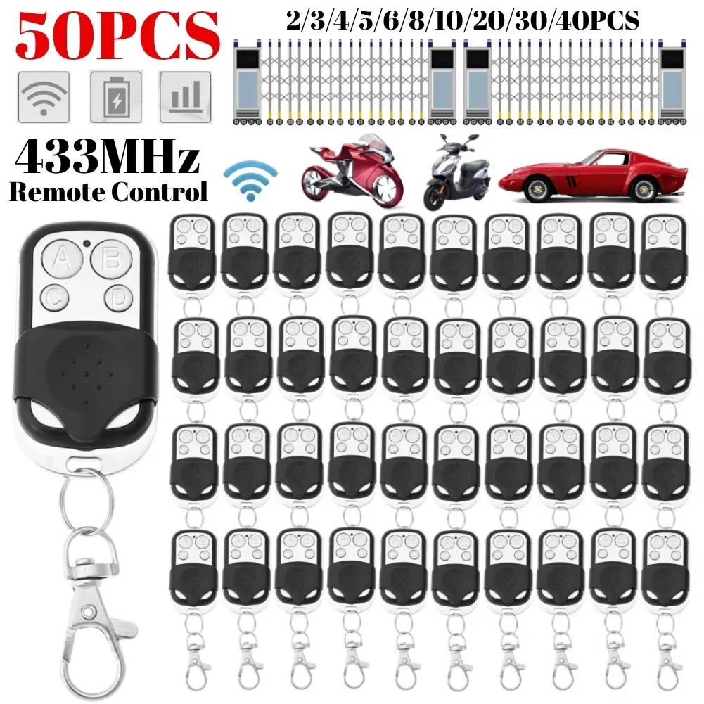 433MHz 4-Button Remote Control Cloner – 1/50PCS Duplicator for Car Key, Garage Door & Gate Opener – Clone Code Transmitter Oasis Select