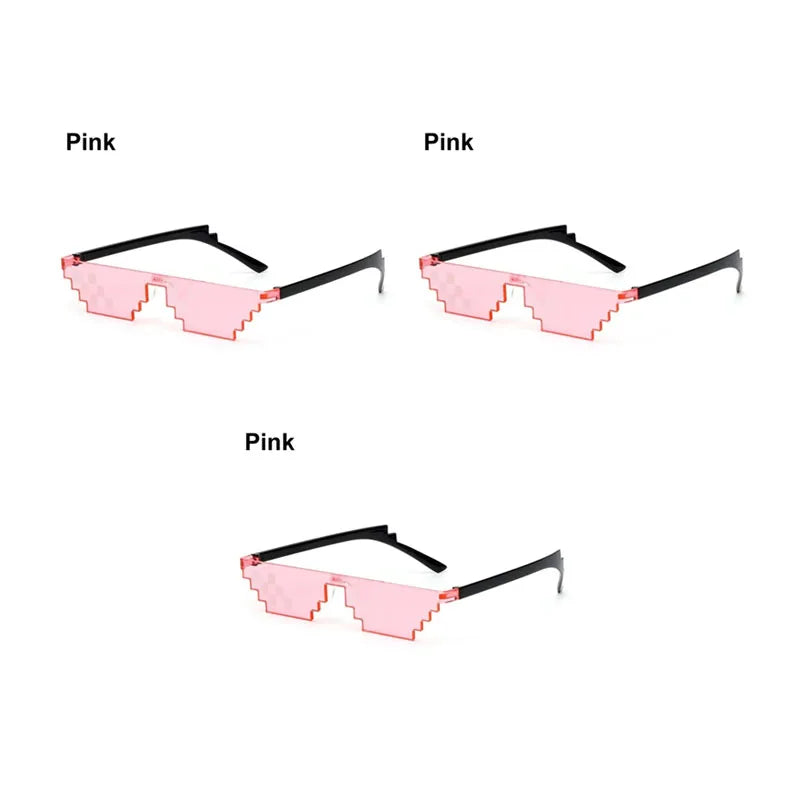 1/2/3pcs Mosaic Funny Party Glasses Festival Party Photo Props Anime Pixel Glasses Pixelated-Meme Decor Favor Funny Creative Oasis Select 3pcs Pink
