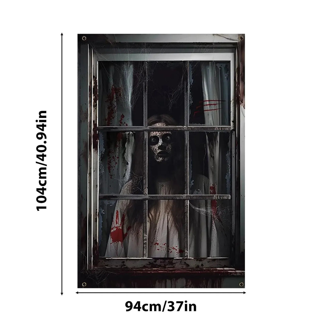Halloween Window Silhouette Horror Poster – Blood Curtain Decor Halloween Window Decoration Oasis Select