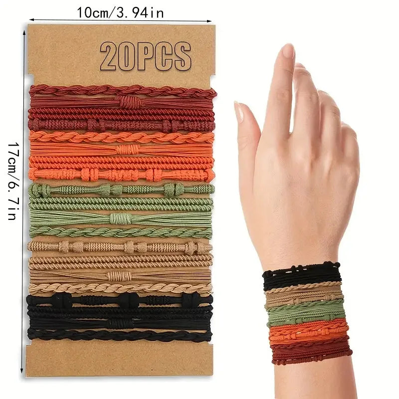 20pcs Boho Hair Ties Elastic Bracelets for Women Cute Hair Ties No Damage Ponytail Holders for Girls with Thick and Thin Hair Oasis Select D