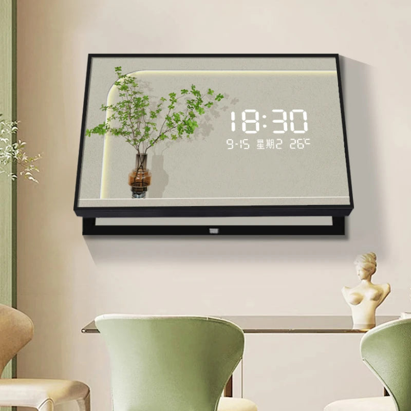 Fresh green plant LED plug-in electric meter box decorative painting no punching switch box block dining room decorative clock Oasis Select
