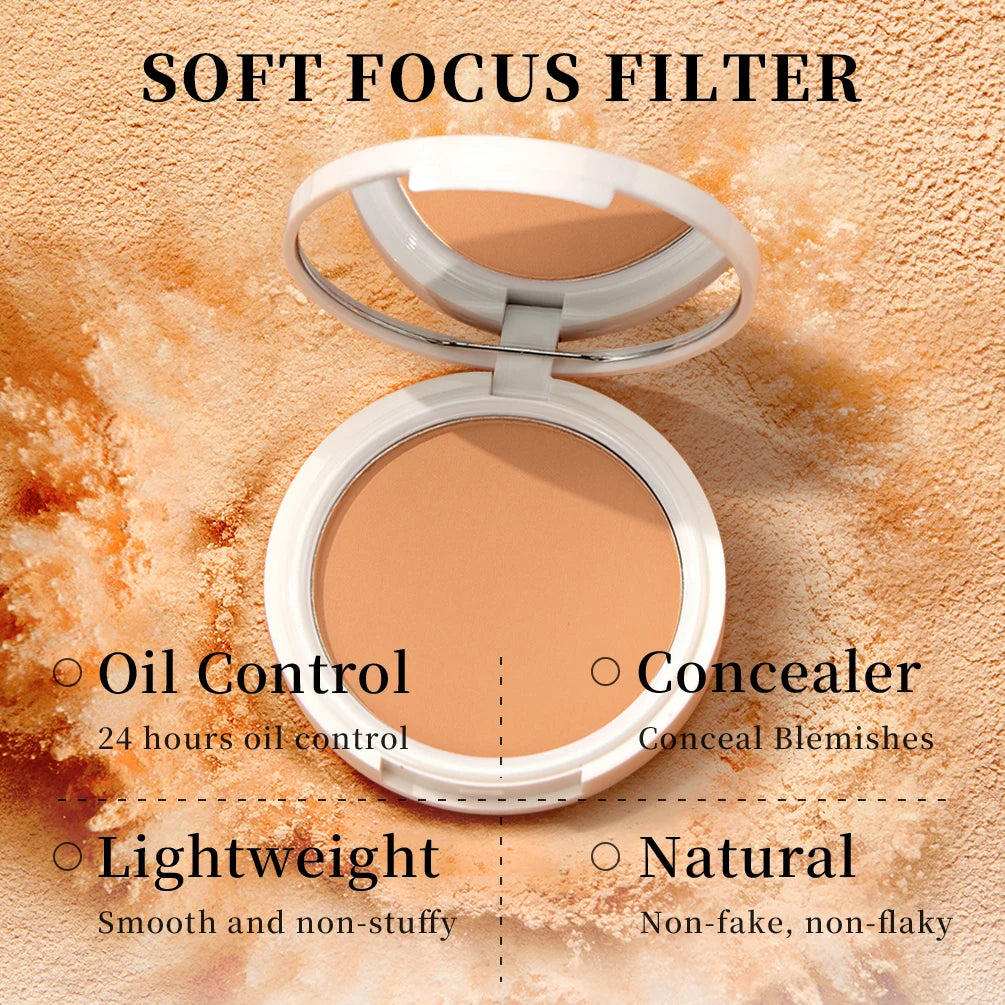 QIBEST Matte Pressed Powder – Oil Control & Full Coverage