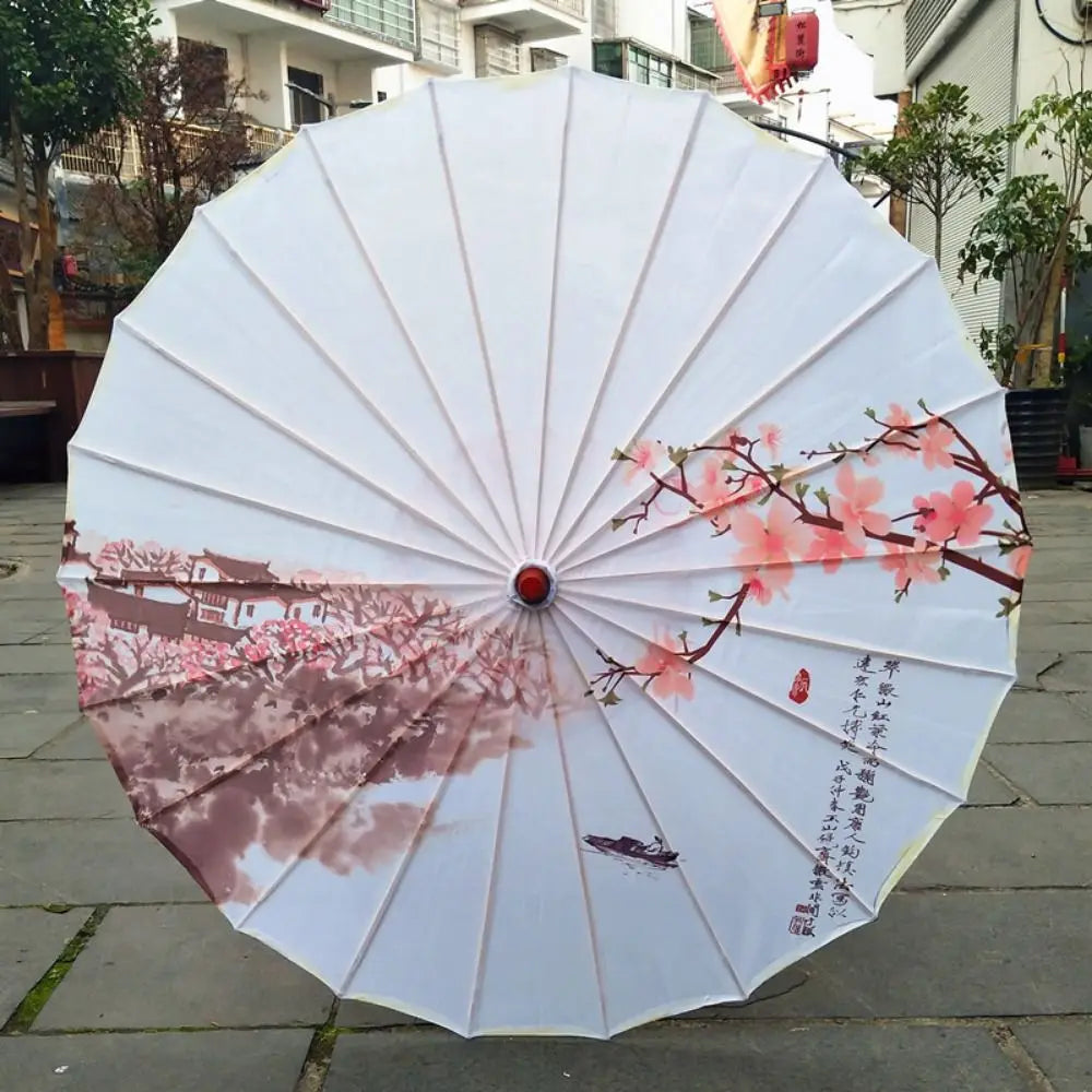Handmade Silk Cloth Women Umbrella Waterproof Rain Proof Chinese Oil Paper Umbrella Decorative Ancient Dance Umbrella Oasis Select