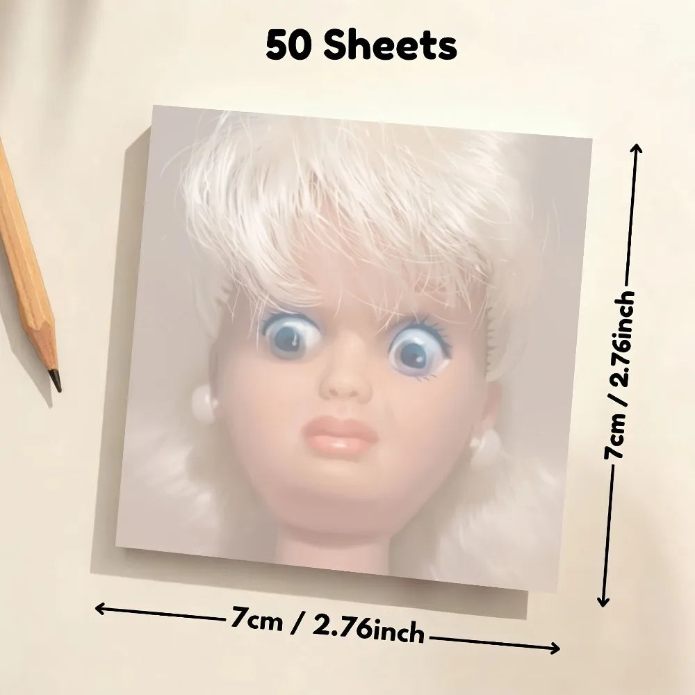 50/150-Sheet Funny Ugly Face Notepad, Square Shape Sarcastic Sticky Notes for Office Desk Decor, Coworker Gift, Daily Memo Pad Oasis Select
