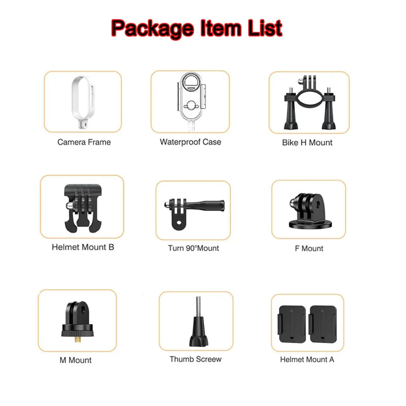 H88 Action Camera Accessories – Mounts, Buckles & Waterproof Case