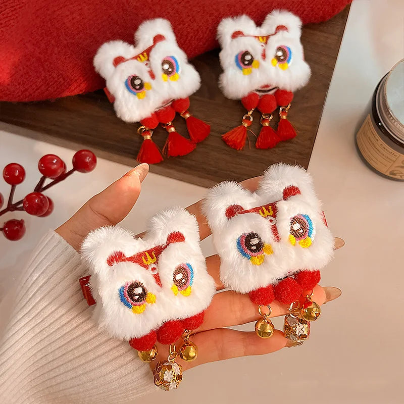 1/2pcs tassel hair clip, red New Year hair clip, Chinese style cute women's autumn and winter ancient style Hanfu headwear Oasis Select