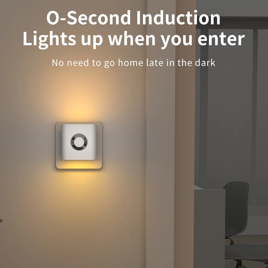 LED Night Light with EU Socket Motion Sensor Warm White Wall Lamp Dual-head Luminous Ambient Light for Bedroom Staircase Toilet Oasis Select