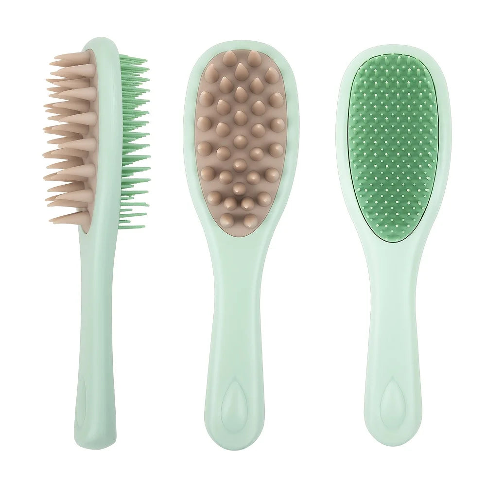 Long Handled Double-sided Scalp Massage Hair Brush -Sided Silicone Bristles and Scalp Massager,Suitable for Both Dry and Wet Use Oasis Select