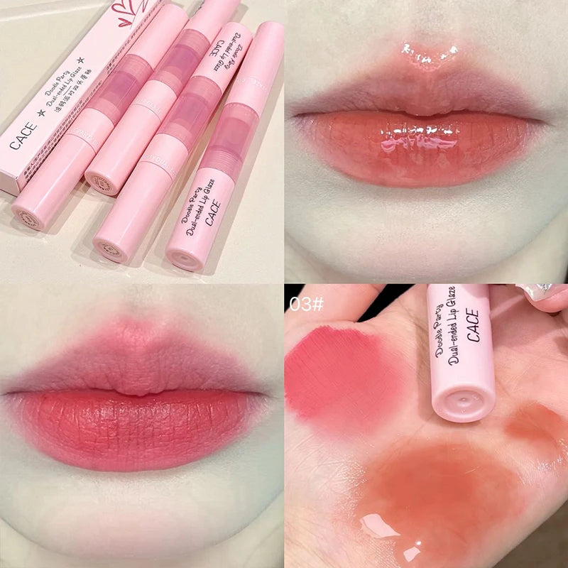 CACE Double Head Lip Glaze Matte Velvet Sexy Red Tint Liquid Lipstick Lasting Makeup Moisturizing Lipgloss For Women Cosmetics Oasis Select 03