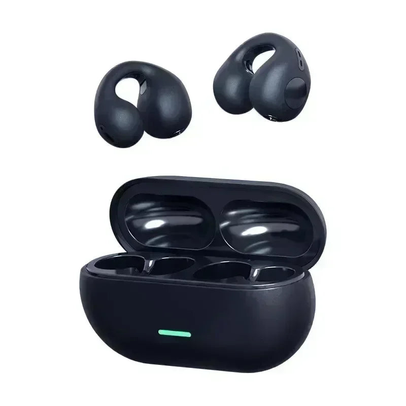 T75 Fone Bluetooth Headset 5.3 Wireless Air Conduction Headphones Clip Ear Music Noise Canceling HD Call Sports Gaming Earphone Oasis Select black