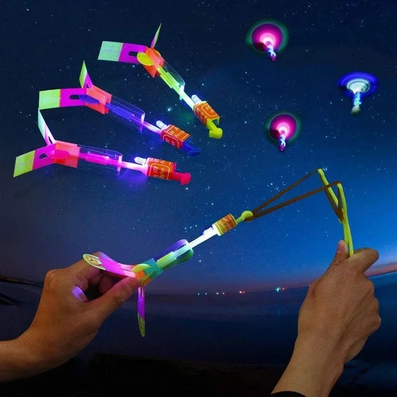 New 50/30/10/5/1Pc Amazing Light Toy Arrow Rocket Helicopter Flying LED Light Toys Party Fun Best Gifts Rubber Band Catapult Oasis Select