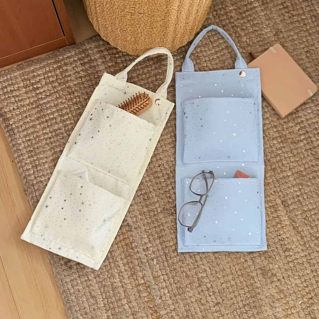 Star Pattern Hanging Storage Soft Fabric Hanging Organizer Wall Mount Storage Bag Modern Multi Pocket Storage Bag For Closet Oasis Select