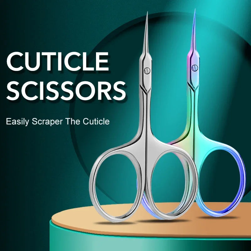 Compact Size Stainless Steel Cuticle Scissors - Curved Blade Nail Manicure Tool for Eyebrow Eyelash Dry Skin Multi-purpose Oasis Select