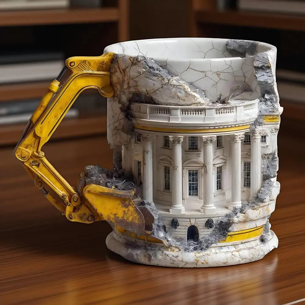 Someone Lied Demolition Mug with Handle 3D Building Print Excavator Shaped Ceramic Coffee Mug Funny Tea Mugs Milk Cup Oasis Select