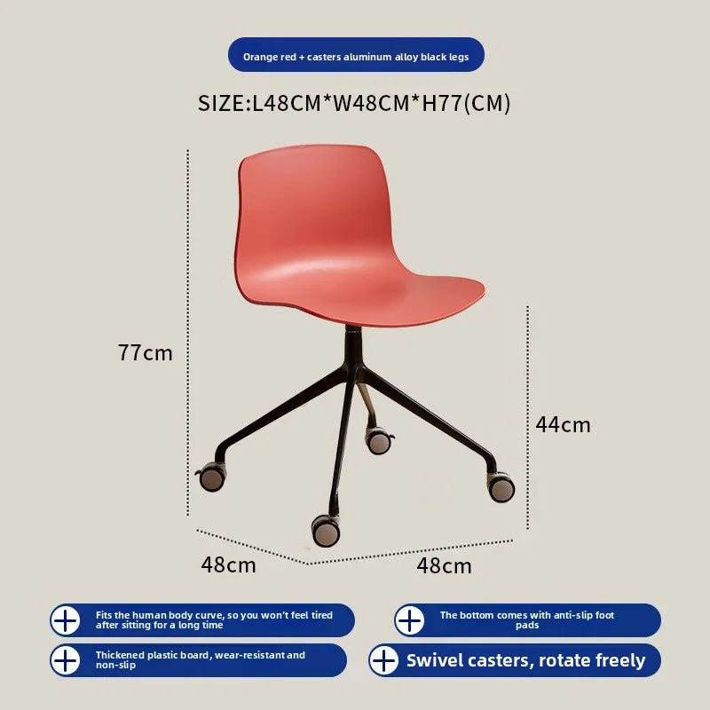 Nordic dining chair household simple small apartment ins creative backrest chair cafe milk tea shop casual solid wood chair Oasis Select Light red 2 pieces 2