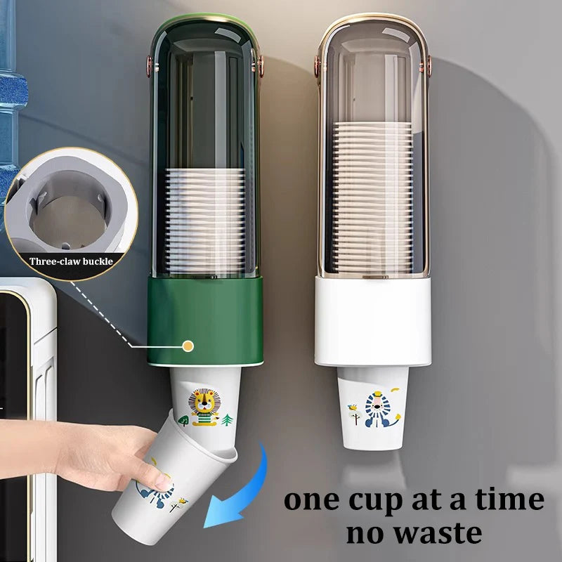 No-Drill Wall-Mounted Disposable Cup Dispenser | Dustproof Holder