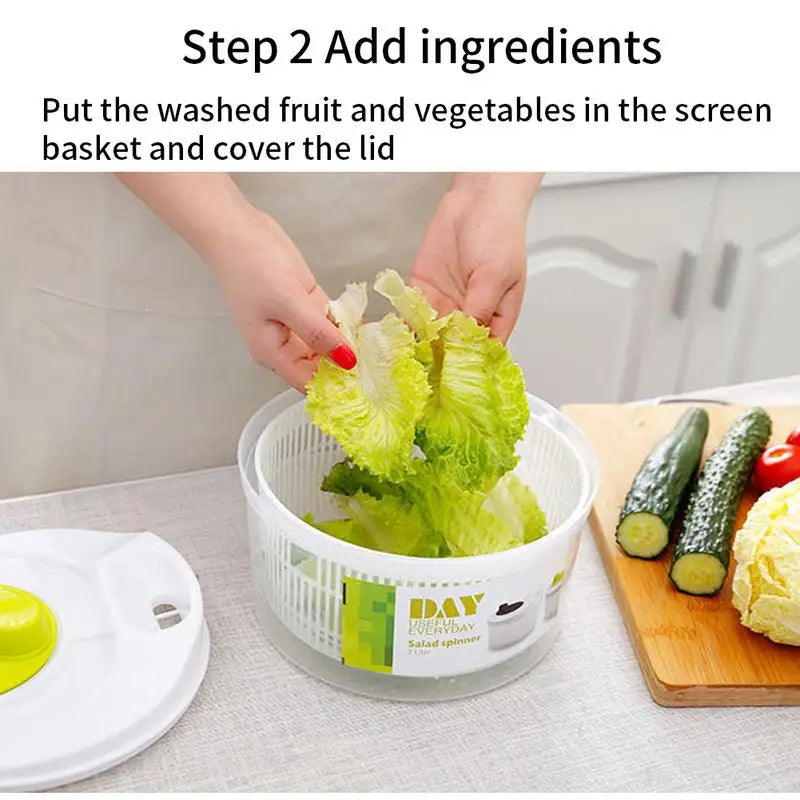 Salad Spinner Large Capacity Dryer with Double Layer Quick and Easy Multi-Use Dehydrator Drainer for Fruits Vegetables Pasta Oasis Select
