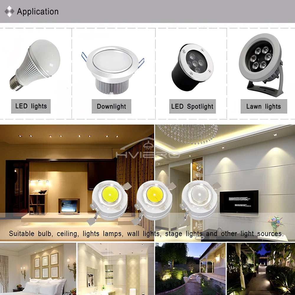1W High Power LED Chips Warm White 20mm Star PCB | 10/50/100 Pack