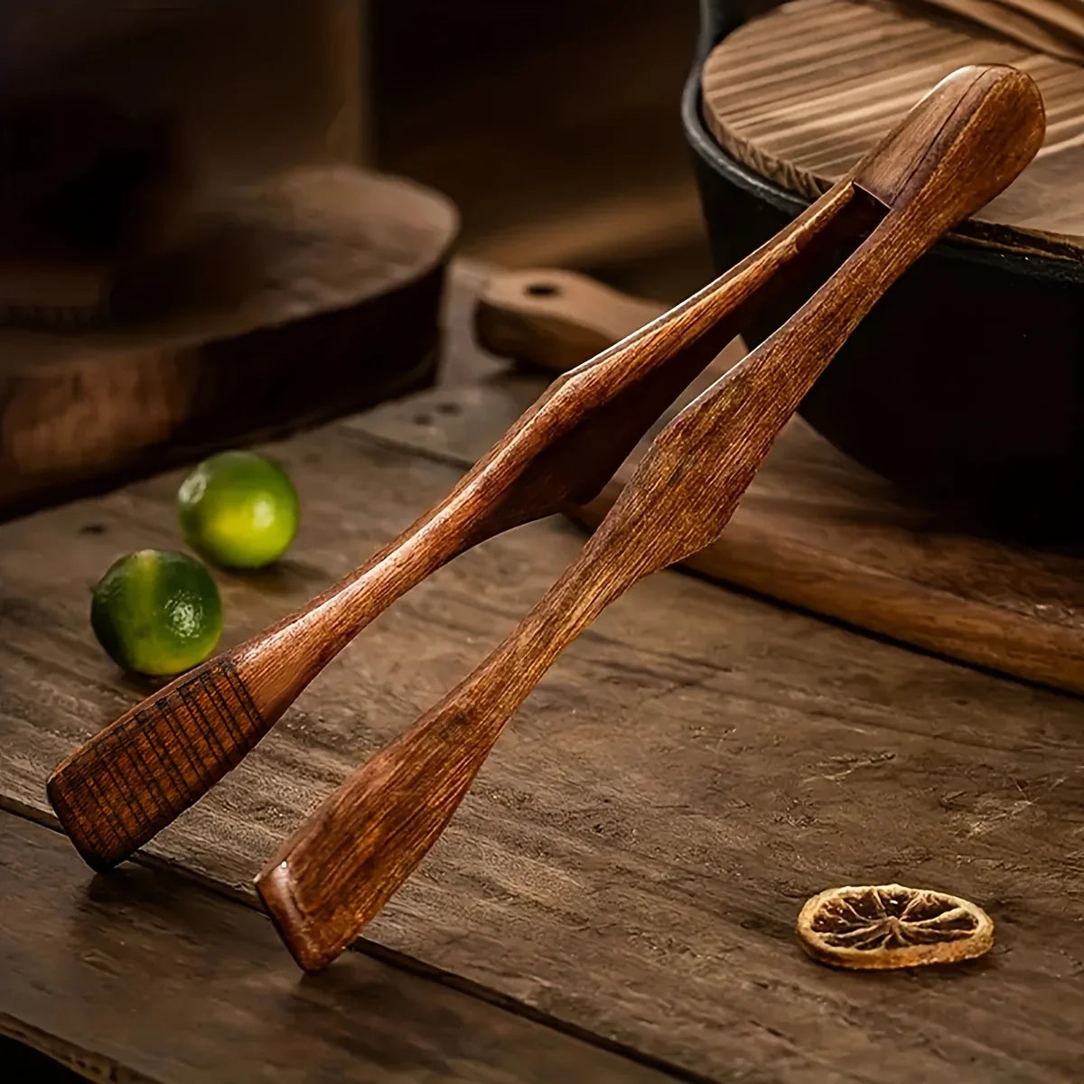 Wooden Tongs High-Temperature Resistant Tea Bag Clips Steak Fruit Bread Cooking Tool Handling BBQ Toaster Bacon Sugar Ice Tong Oasis Select
