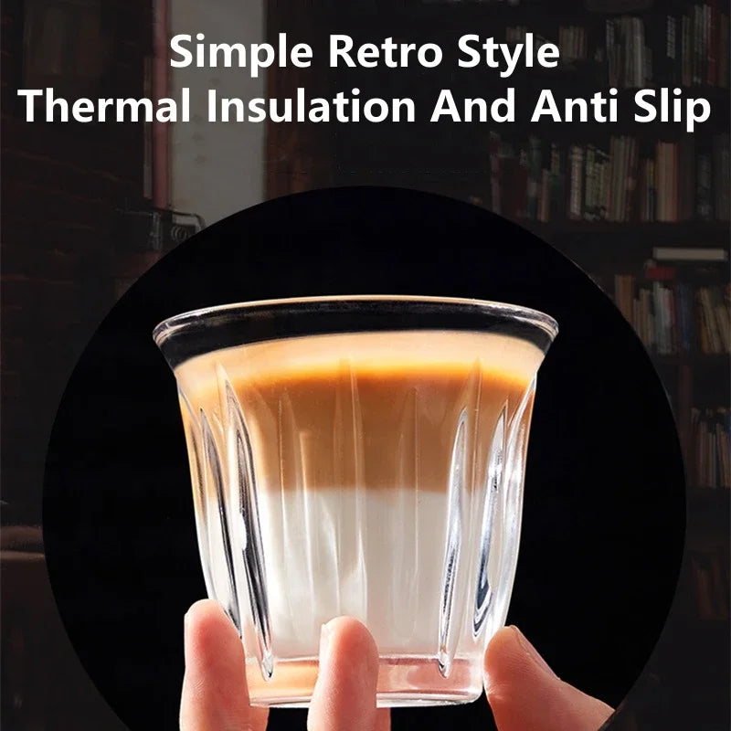 90-200ML Glass Coffee Cup Espresso Mug Art Striped Anti-scald Mocha Juice Cocktails Coffee Mugs for Latte Cappuccino Tea Cafe Oasis Select