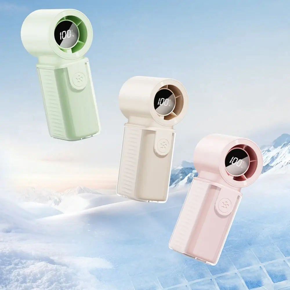 3000mAh Battery Mini Handheld Fan LED Display 5 Gear Wind Portable Pocket Fan High Speed USB Rechargeable Rechargeable Fan Oasis Select