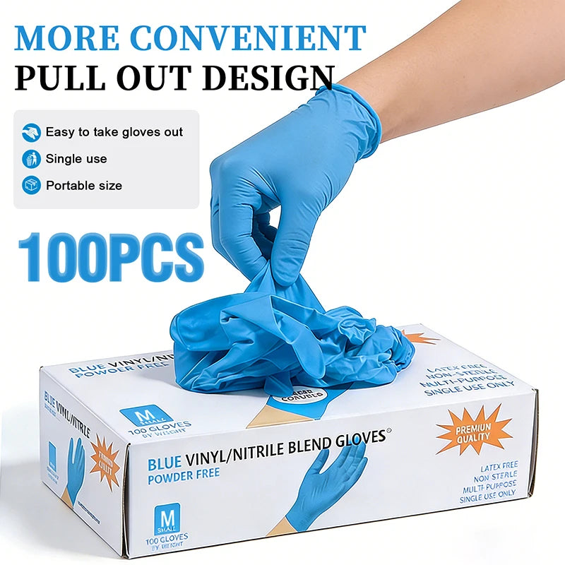 100PCS Disposable Nitrile Gloves Food Contact Thick Durable Suitable Strong Elasticity Gloves For Kitchen Garden Tattoo Beauty Oasis Select