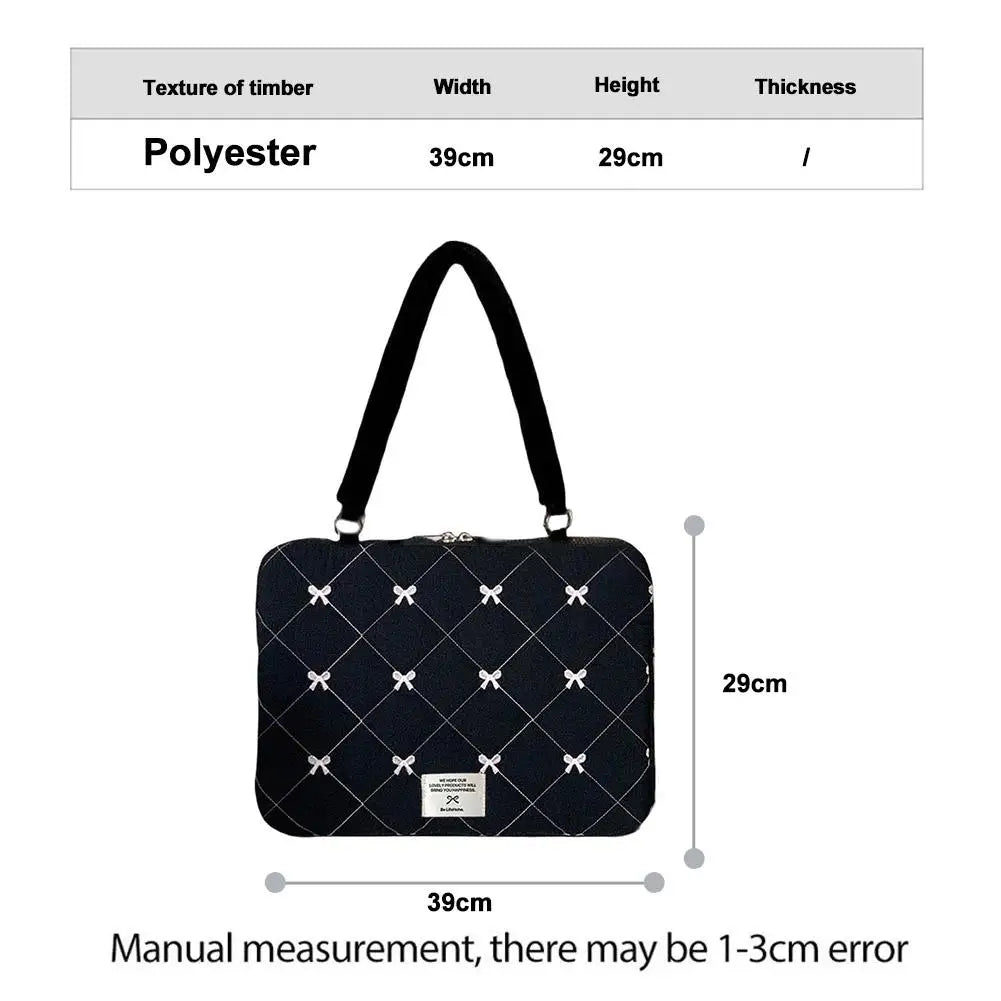 Cute Bow Embroidered Laptop Sleeve Bag – Shockproof 15"