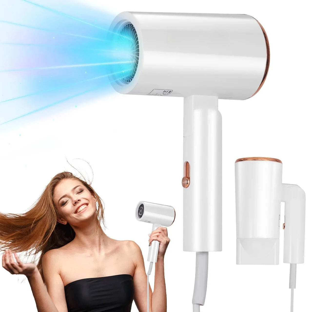 URGGU 2600W Folding Ionic Hair Dryer – Ceramic, 3-Speed, EU Plug