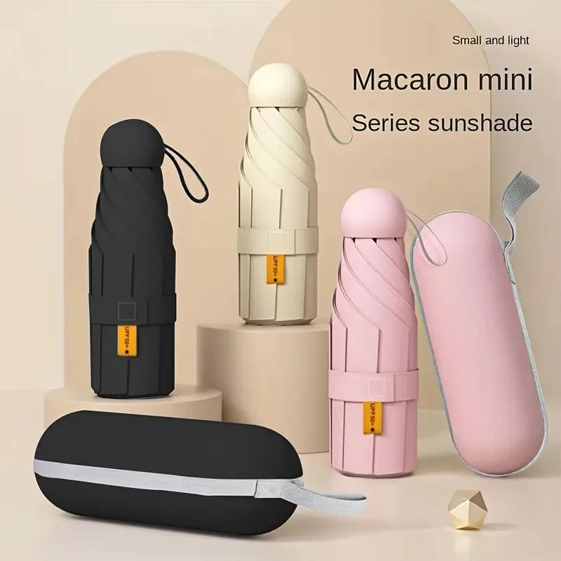 Five-fold Mini Umbrella Compact Ultralight Capsule Style UV Protection Umbrella for Women Outdoor Use Oasis Select